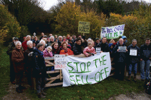 Protestors on the land which Worthing had put on the market