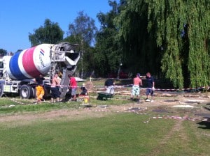 Construction begins on Dulwich sports ground, without planning permission, July 2013