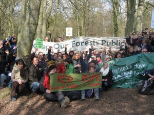 Rally to keep the forests public, at Friston Forest, East Sussex, March 2011 