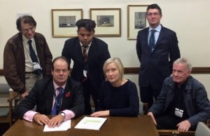 L to r standing: John Lavery (OSS), Ernesto Pinto (Dundonald Rec Tennis Club), Asher Ross (planning consultant), L to r seated: Stephen Hammond MP, Lorraine Maries, Paul Gibson (Friends of Dundonald Park)