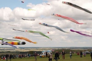 The kite festival on Dunstable Downs, common land on the Chiltern escarpment in Bedfordshire. Photo: Chris Walker.