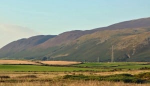 Pylons and Black Combe from Silecroft Beach