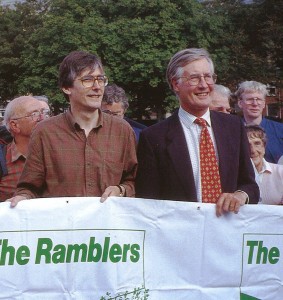 Gordon Prentice MP and Michael Meacher MP at a Ramblers' rally for freedom to roam at Todmorden, Calderdale, in 1988