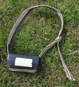 Cow collar with reflective strip in case it gets lost.