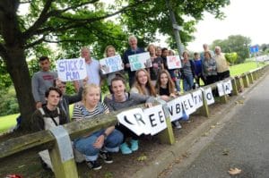 Rally to save Longridge playing field in Knutsford, now designated as local green space. Photo: Knutsford Guardian.