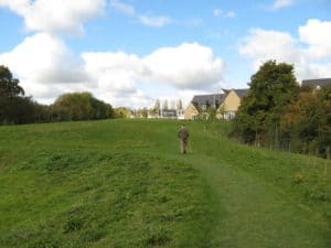 Looking north-west over the new green towards the RCV estate