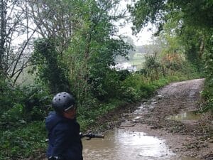 Flooded bridleway in the Piddle Valley, Dorset