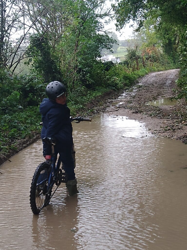 Flooded bridleway in the Piddle Valley, Dorset