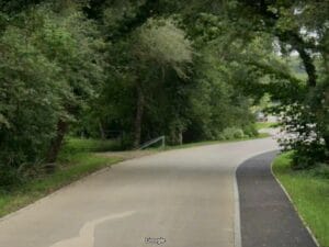 Dunsfold Common, Surrey. The threatened land is to the left of the road. Photo: Google streetview